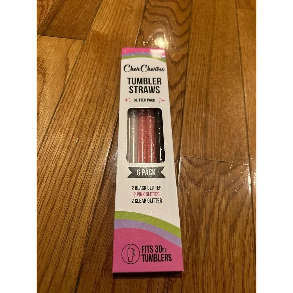 New CharCharm glitter 30 ounce reusable straws (Stanley/ yeti) 6 pack